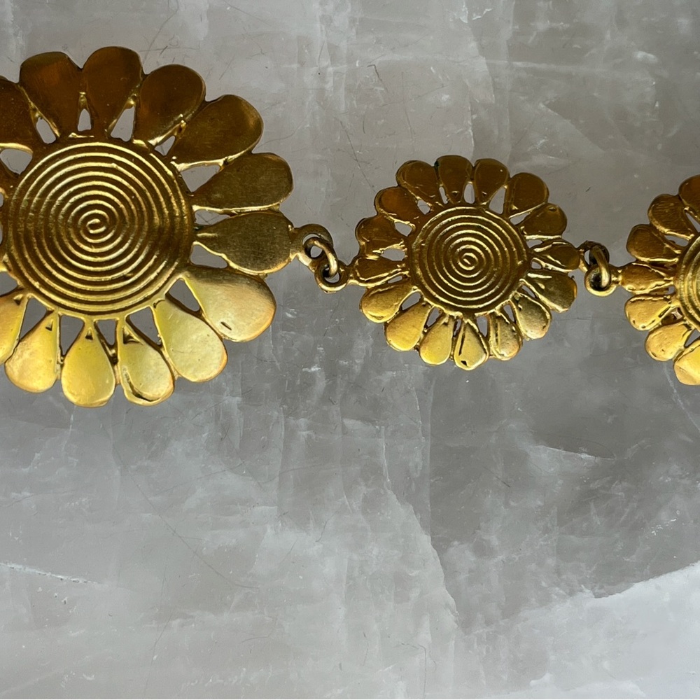 *Gold Tone* Floral Drop Earrings - Picture 5 of 11